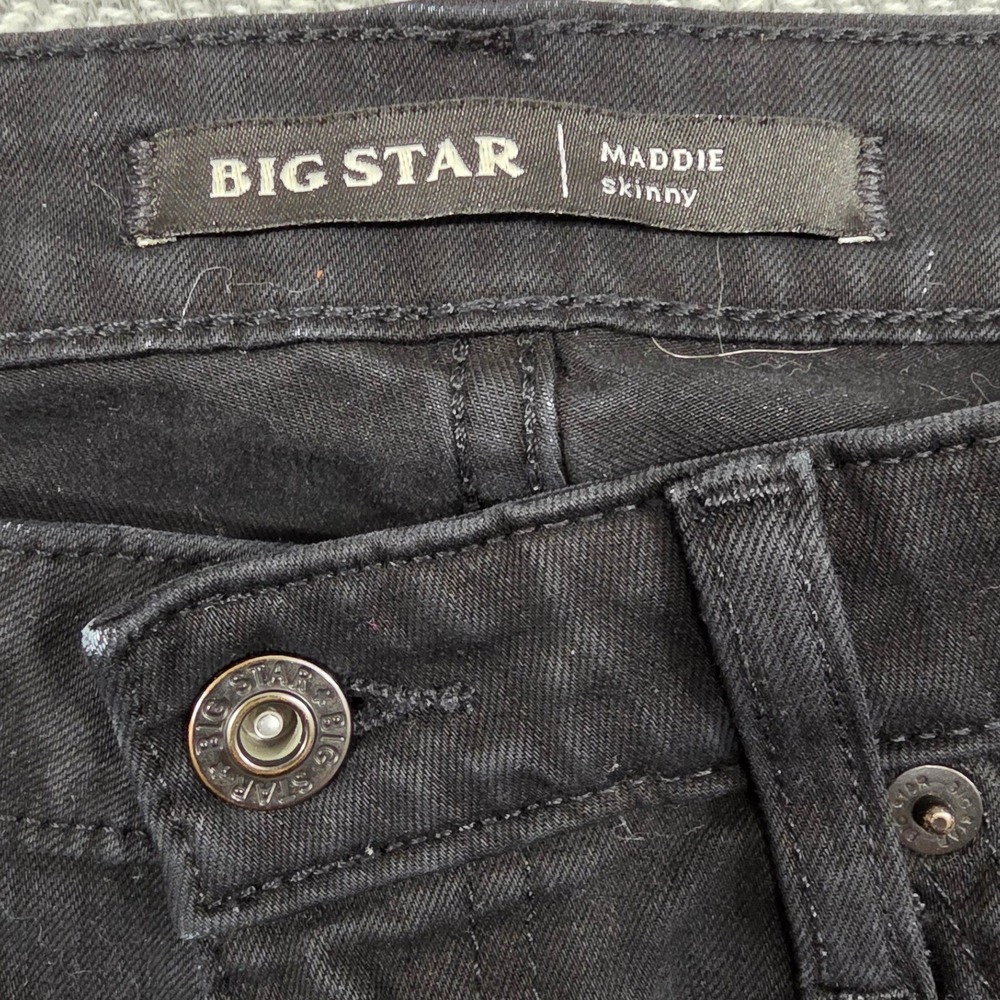 Big Star Maddie Skinny Jeans Black Raw Hem Denim 25R VWQMSKBELA - Picture 3 of 11